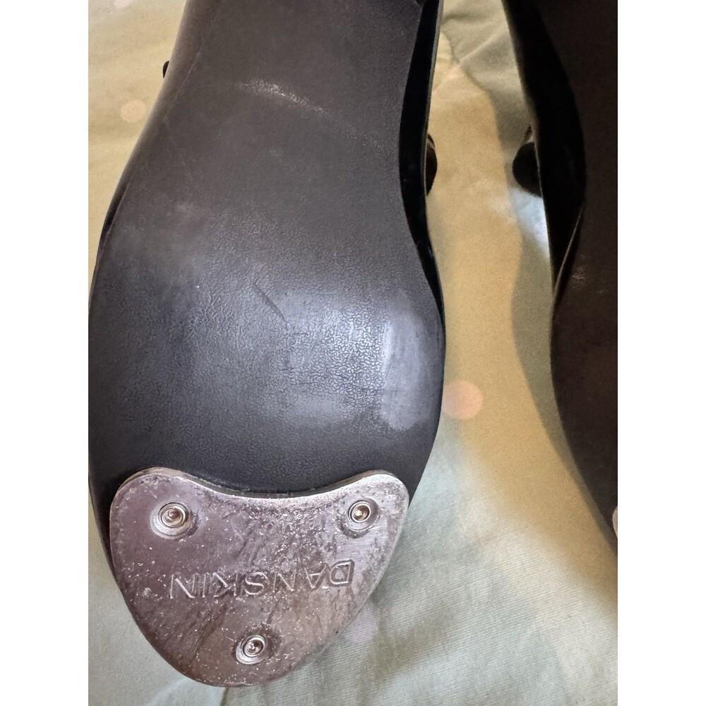 Danskin Black Patent Mary Jane Tap Dance Shoes w/ Tap Plates kids size 12 - Picture 12 of 13